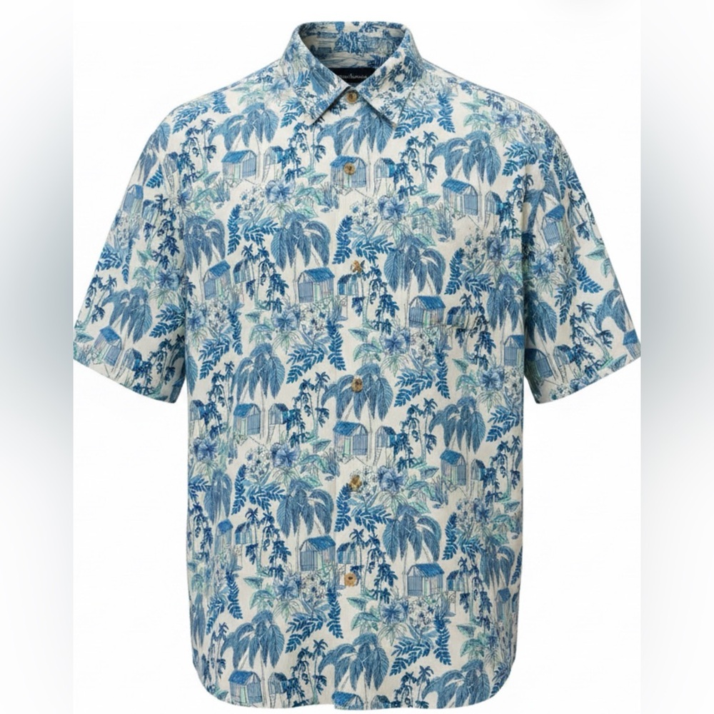 Tommy Bahama Men’s XXL 100% Silk Tropical Island Camp Shirt Hawaiian Aloha